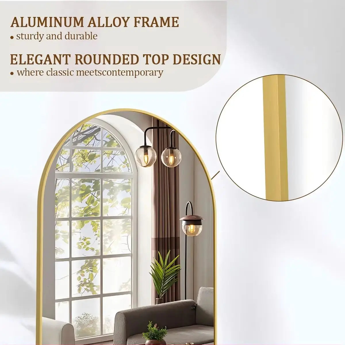 BEAUTYPEAK Arched Full Length Mirror, 71"x26" Full Body Floor Mirror Standing Hanging or Leaning Wall, Full Body Mirror Standing