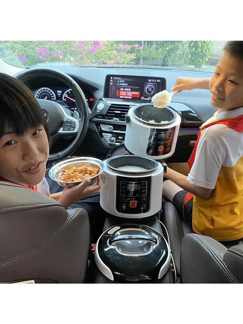 12V 24V Mini Rice Cooker Car Truck Soup Porridge Cooking Machine Food Steamer Heating Lunch Box Meal Heater Warmer 2L