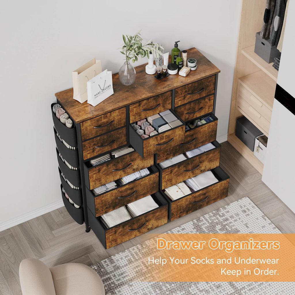 Dresser for Bedroom with 12 Drawer & Chests of Drawers for Hallway, Entryway, Storage Organizer Unit with Fabric Easy Pull Handl