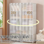 6 Layers Dustproof Simple Wardrobe Double Row High Capacity Partition Bookshelf Bedroom Cabinet Portable DIY Clothes Organizer