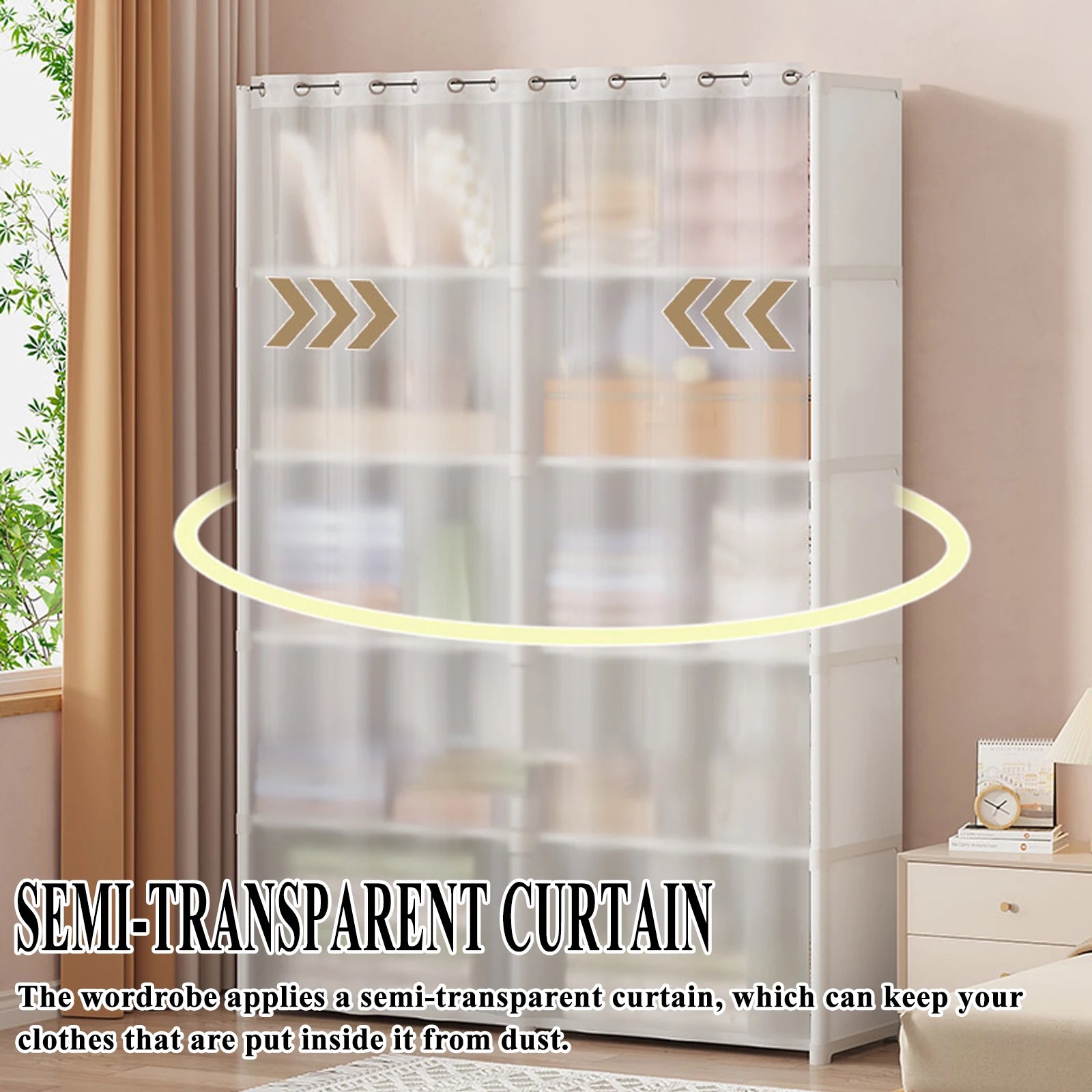 6 Layers Dustproof Simple Wardrobe Double Row High Capacity Partition Bookshelf Bedroom Cabinet Portable DIY Clothes Organizer