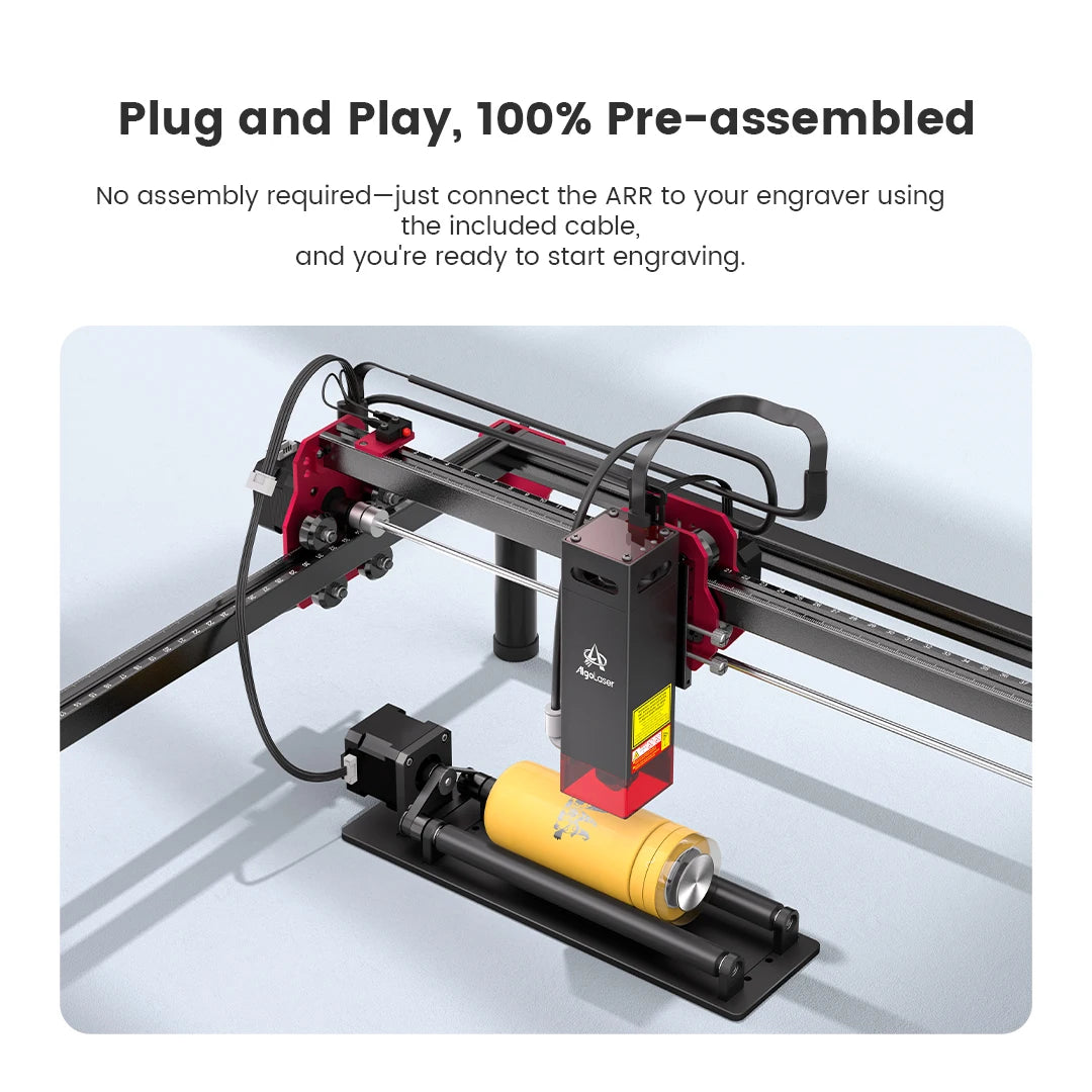 AlgoLaser Laser Engraver Y-axis Rotary Roller / Chuck 4 in-1 Ideal for Engraving On Both Regular Irregular Cylindrical Objects
