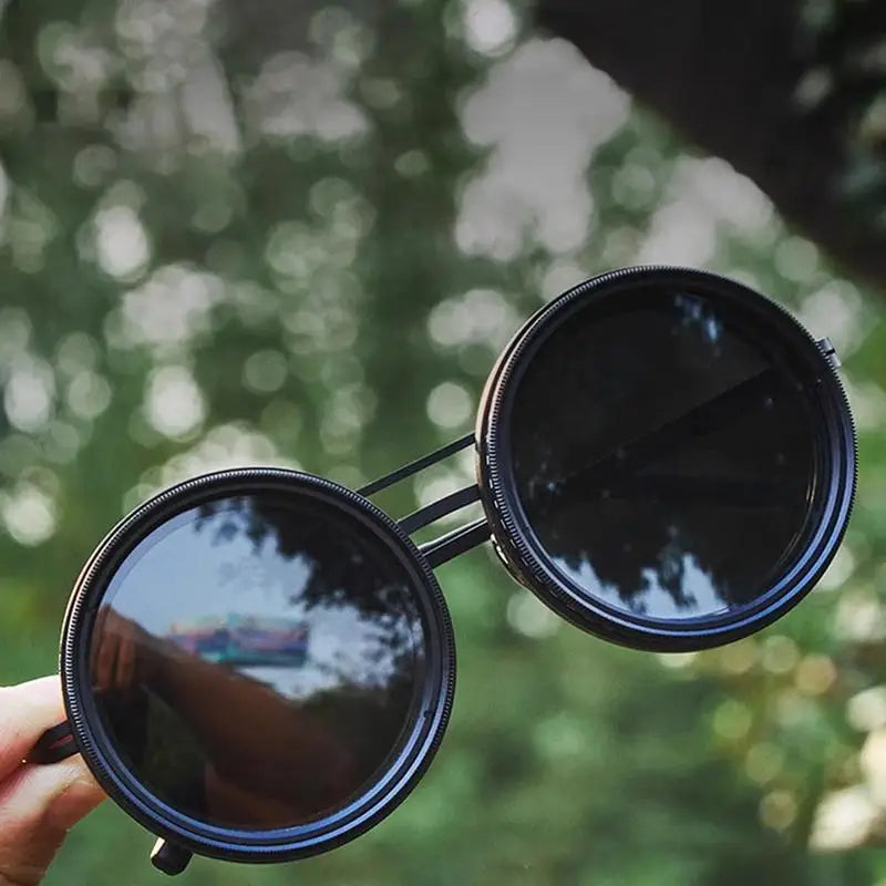 Round Polarized Sunglasses 1-9 Gears Adjustable Tint Sun Glasses with ND Filter Lenses for Men Beach Shady Fishing