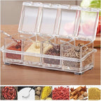 Kitchen Spice Pot 4 Transparent Seasoning Boxes, Storage Containers Seasoning Cans Acrylic Seasoning Boxes With Lids And Spoons