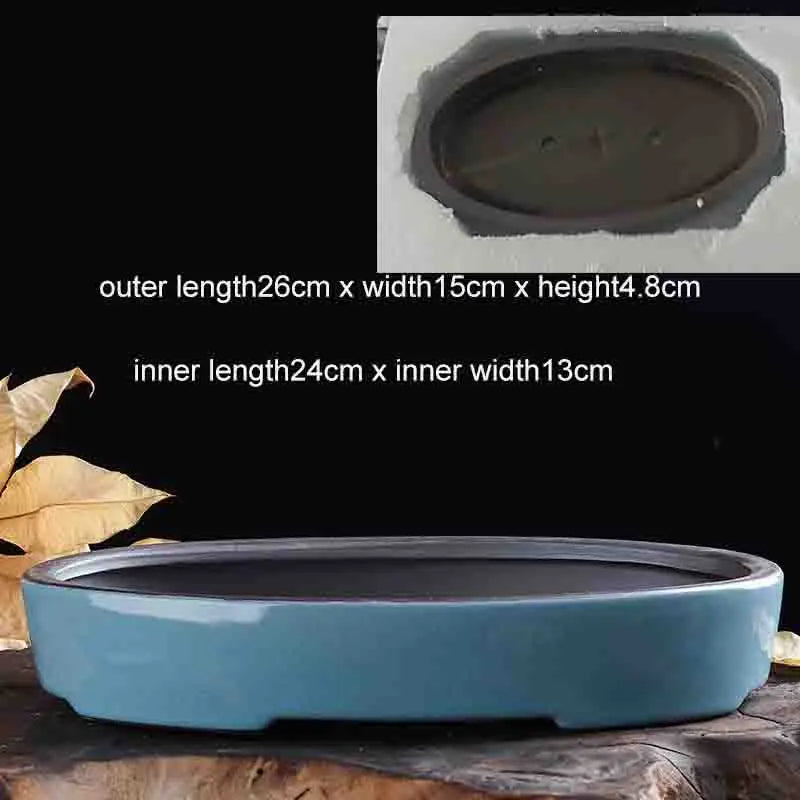 Chinese Purple Sand Ceramic Flowerpot Desktop Large-Diameter Glazed Flowerpot Classical Succulent Landscape Bonsai Flower Pot