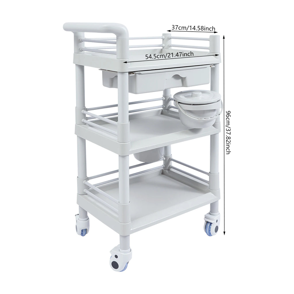 3-Tier Salon Storage Cart Movable Beauty Organizer 176 Lbs Load Utility Cart with Universal Wheels