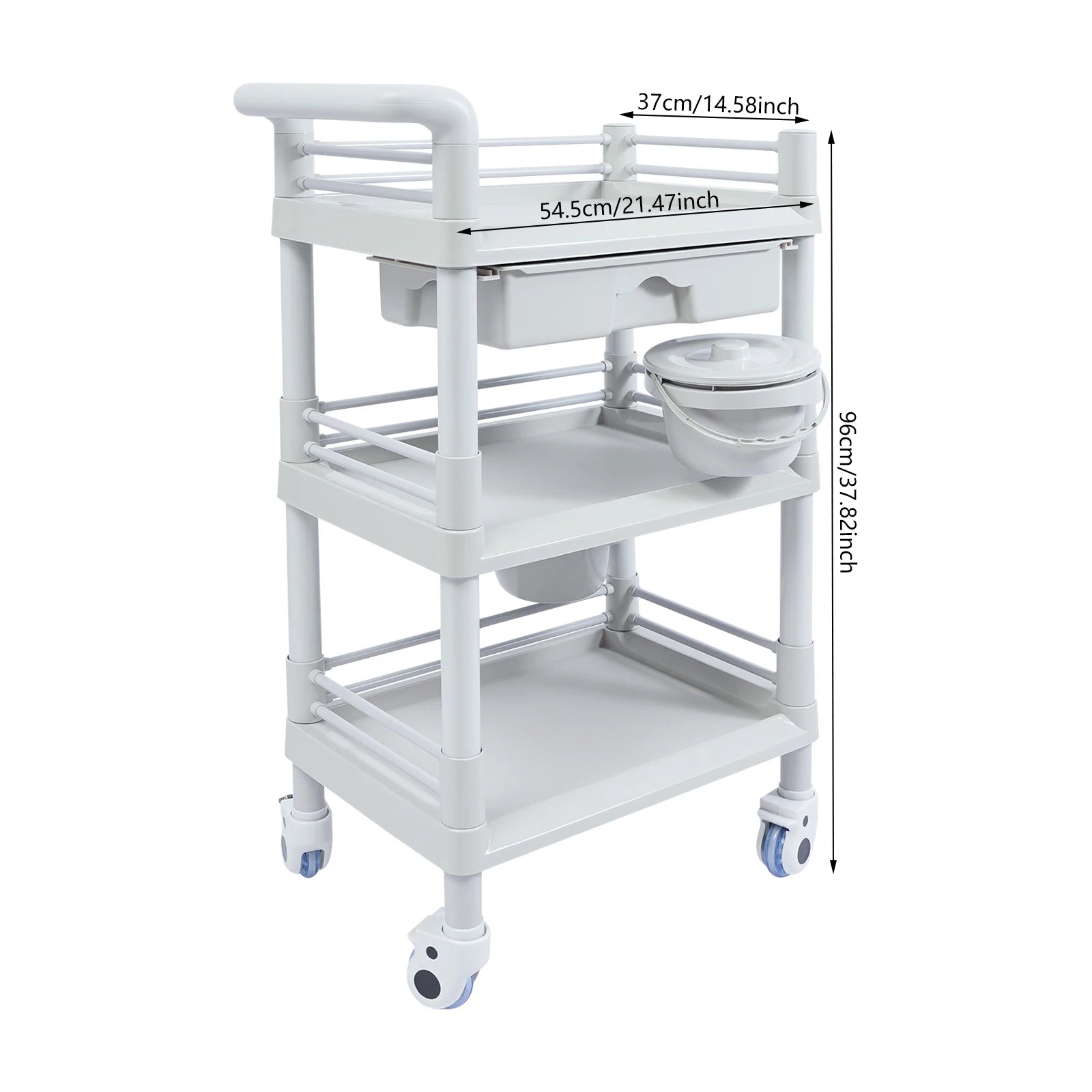 3-Tier Salon Storage Cart Movable Beauty Organizer 176 Lbs Load Utility Cart with Universal Wheels