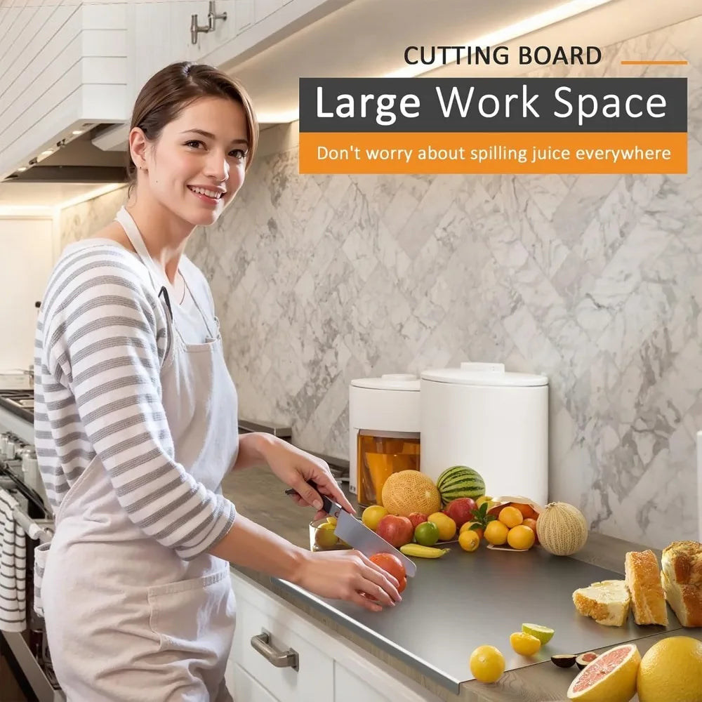 Kitchen Tools Cutting Board, Food Grade 304 Stainless Steel Cutting Board Non slip Edge Suitable for Cutting Vegetables Pastries