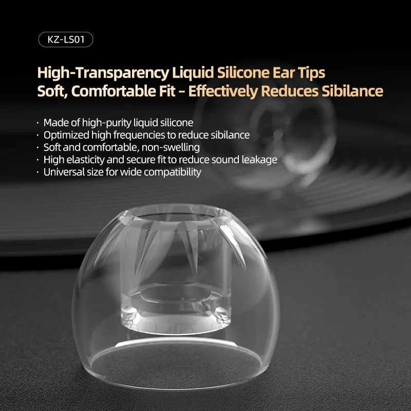 KZ LS01 IEM Ear Tips High-Transparency Liquid Silicone Earplugs High Soft S/M/L Size 3 Pair for Hifi In-Ear Monitor IEM Earphone