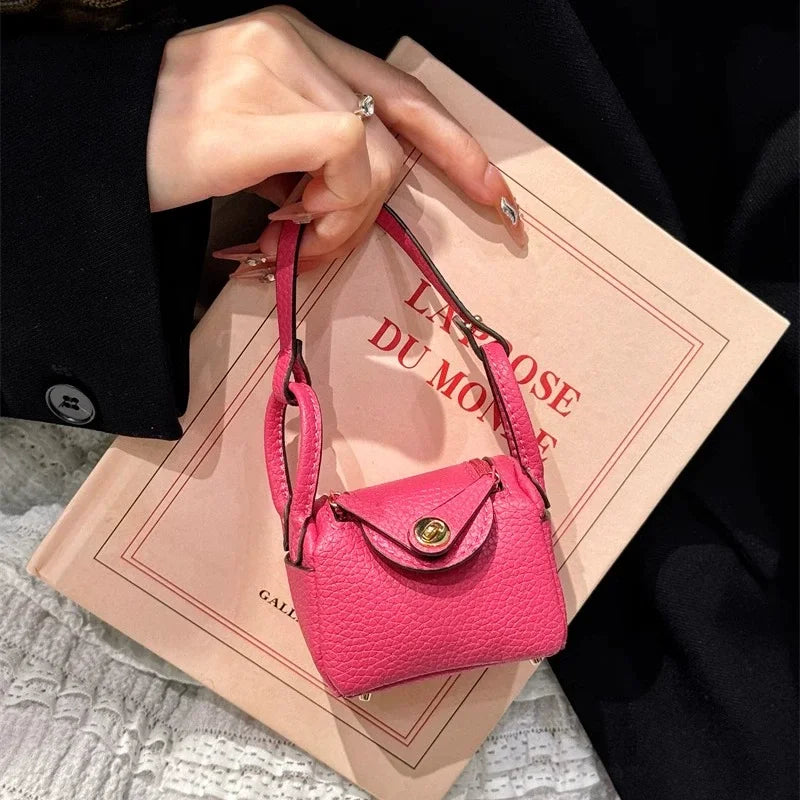 Classic Solid Color Mini Bag Advanced Bluetooth Earphones Storage Bag Change Cart Creative Keychain Decoration Lightweight