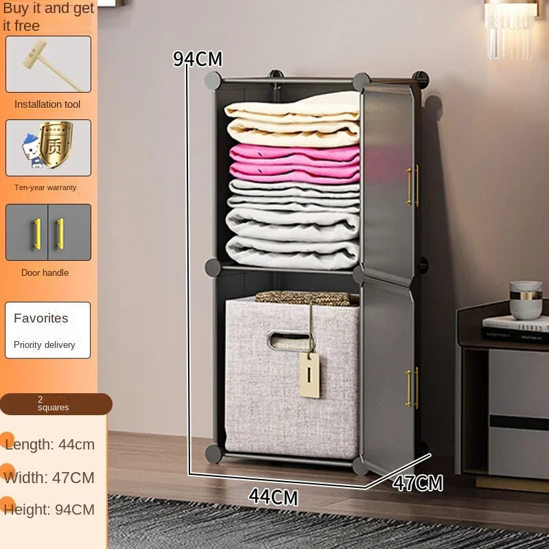 New Simple Wardrobe Clothes Assembly Plastic Collapsible Sturdy Dustproof Cabinets Dressers Cube Storage Locke Closet Furniture