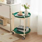 Household Living Room Movable Coffee Table Nordic Minimalist Wheeled Cart Bedside Circular Storage Rack