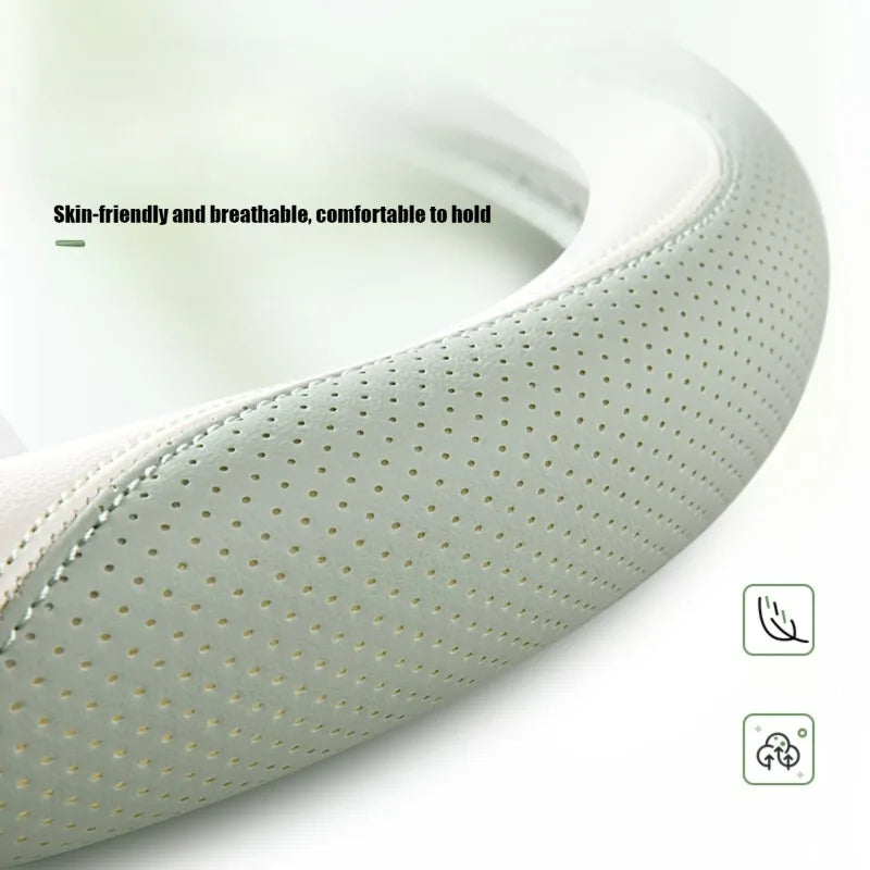 PU Leather and Mesh Car Steering Wheel Cover, Comfortable and Breathable, Keeps Cool in Summer and Warm in Winter