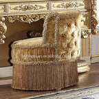 European Antique Solid Wood Makeup Vanities Bedroom Dresser Chair with Elegant Old World Design and Mirror for Apartment Use