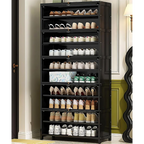 Tall Shoe Cabinet, 10 Tiers 40-45 Pairs Heavy Duty Bamboo Freestanding Shoe Storage Cabinet