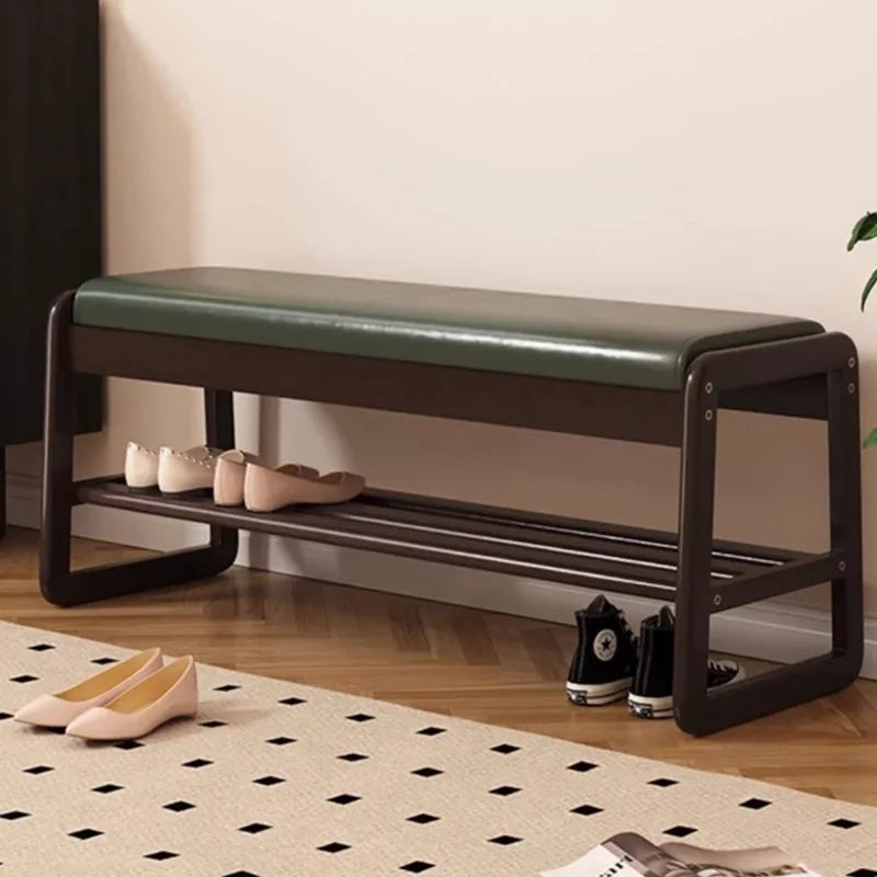 Modern Solid Wood Shoe Bench Entryway Multilayers Storage Stool Luxury Design for Hallway Bedroom Wide and Comfortable