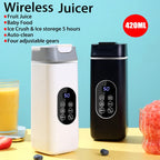 420ML Portable Juicer Blender 12 Blades Mini Juice Mixer Fruit Extractor Juice Maker Auto-Clean, Ice Crush & Ice storage cup