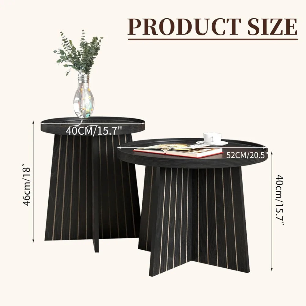 Round Nesting Coffee Table Set - Modern Small Coffee Tables for Living Room, Bedroom & Home Office