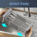 Kitchen Sink Drain Rack Stainless Steel Extendable Dish Drying Rack Drain basket Fruit Vegetable Washing Drainer Storage rack