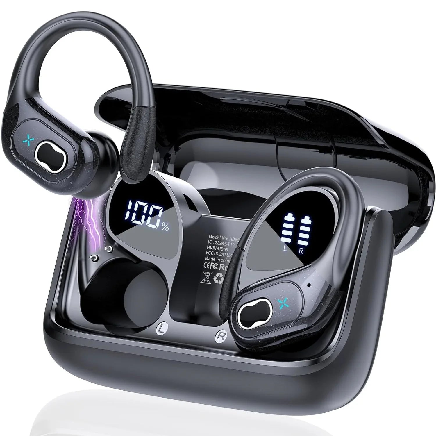 Original HD65 TWS Bluetooth V5.4 Headphones Wireless LED Digital Display Earphones Noise Reduction Waterproof Headset New