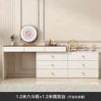 Modern Vanity Desk with LED Lighted Mirror, Luxury Corner Makeup Vanity Table 6 Drawers and Large Storage Dressing Table Shelves