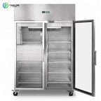 Hotel Kitchen 2 Glass Door Stainless Steel Display Deep Commercial  Refrigerator