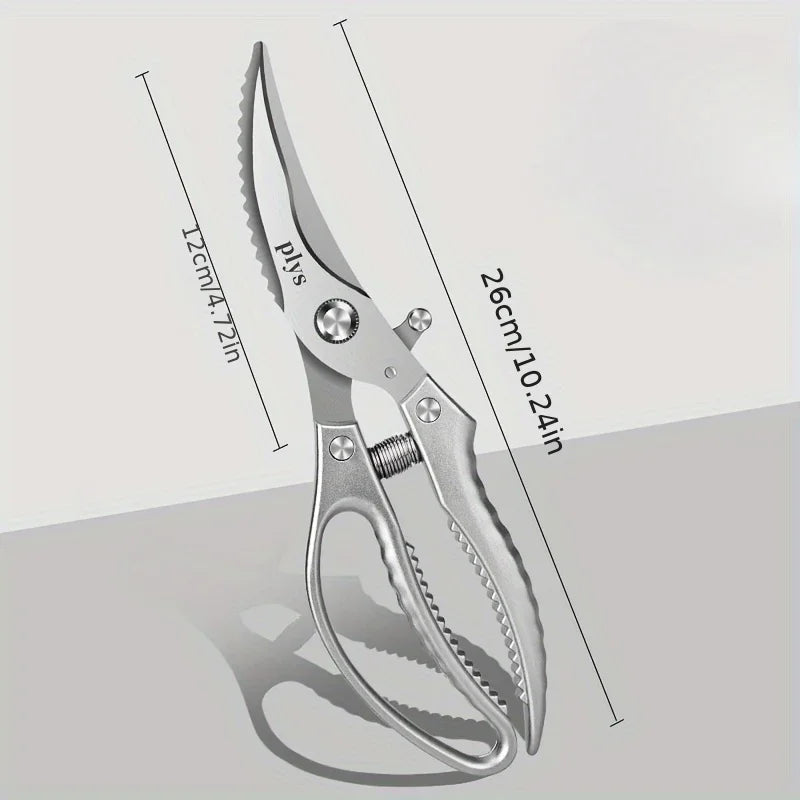 Kitchen Scissors Stainless Steel Chicken Bone Shears Duck Fish Seafood Cleaning Cook Tool, Multi-Purpose Kitchen Scissors