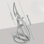 Kitchen Scissors Stainless Steel Chicken Bone Shears Duck Fish Seafood Cleaning Cook Tool, Multi-Purpose Kitchen Scissors