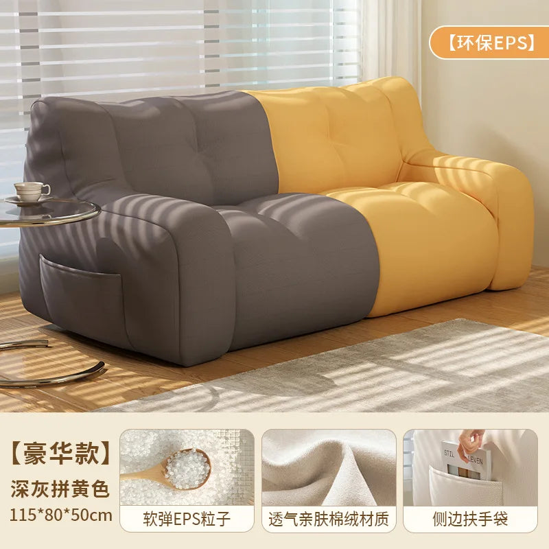 Small Double Bean Bag Sofa Double Seat Reclining Soft Comfortable Sofa Balcony Bedroom Washable Fabric Sofa