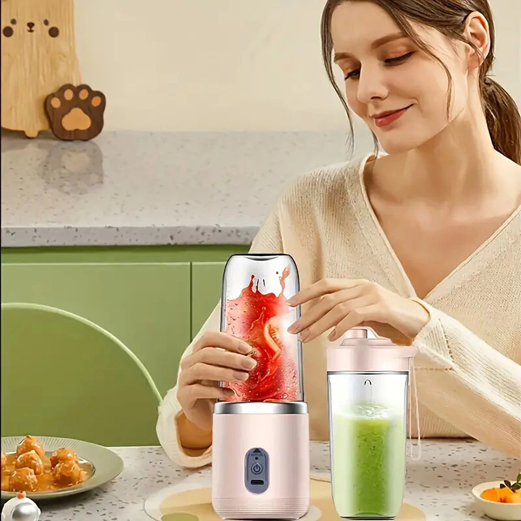 1 PC portable blender with 2 USB rechargeable personal juicers, button controlled, suitable for home and travel