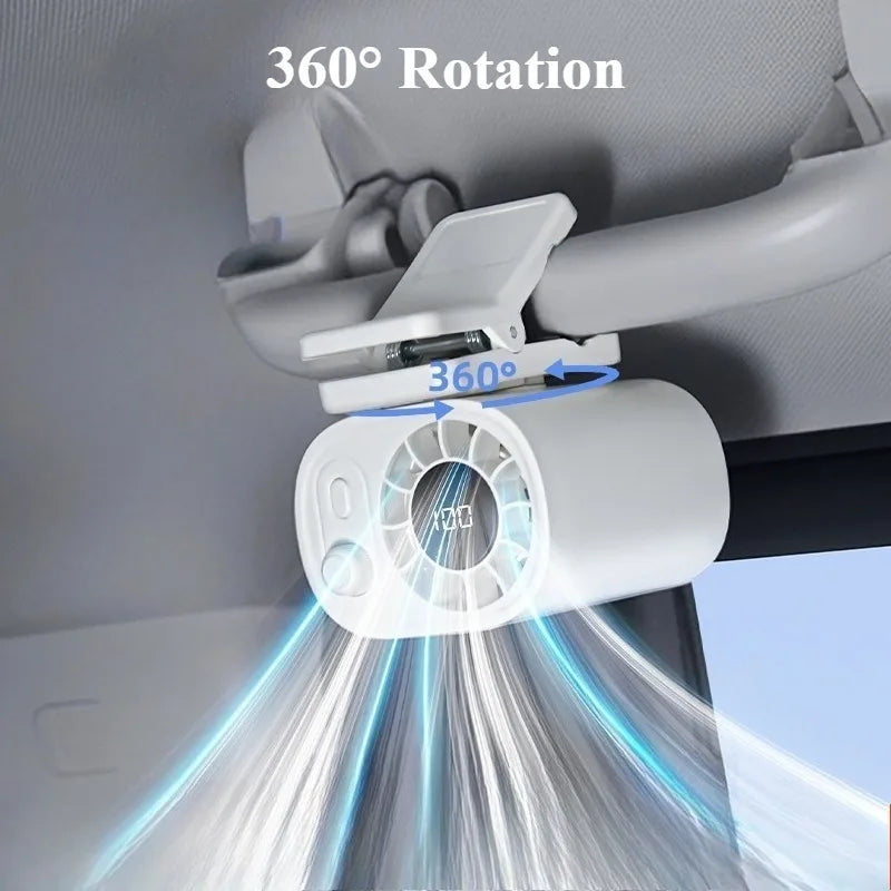 Eary Car Clip On Fan With 360 Rotate 100 Speeds Wind Adjustable USB Re