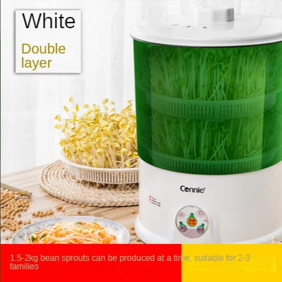 Two Layer Bean Sprouts Maker Thermostat Green Vegetable Seedling Growth Bucket Automatic Electric Sprout Bud Germinator Machine