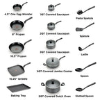 T-fal Easy Care, 20 Piece Non-Stick Pots and Pans Cookware Set, Grey