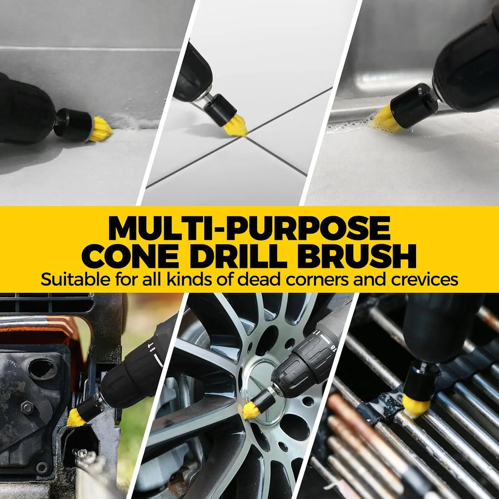 Electric Scrubber Grill Brush Kit 2/3.5/4'' Power Cleaning Brush for Car Bathroom Floor, Tub Shower Grout Nylon Attachments
