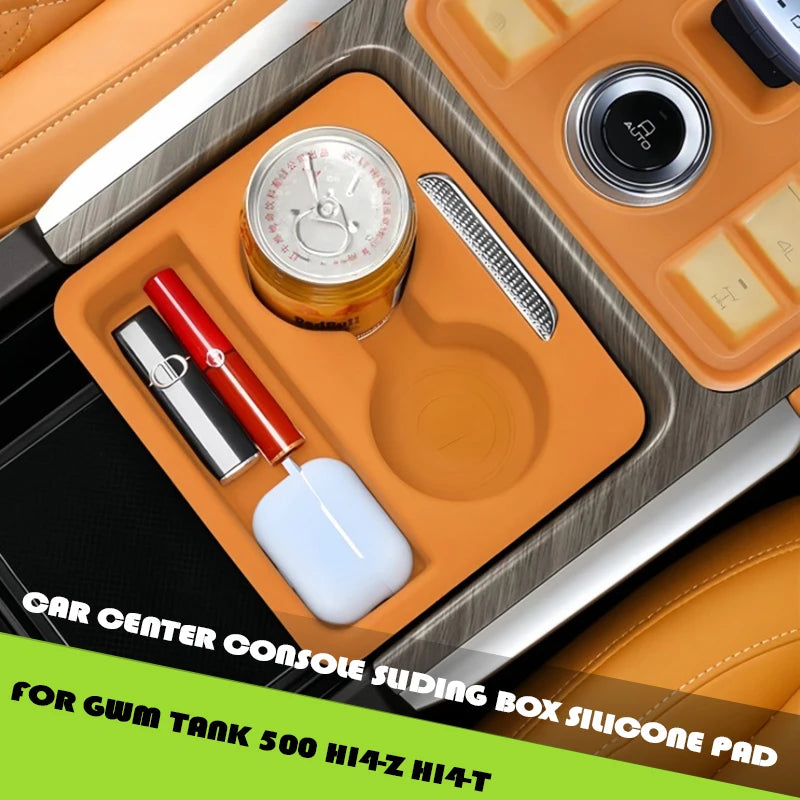 Car Center Console Push-pull Box Silicone Pad Fit for GWM Tank 500 Hi4-Z Hi4-T High Quality Modified Car Interior Upgrade Parts