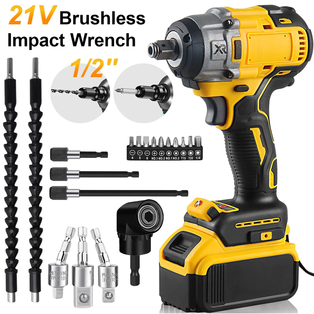 WOZOBUY Cordless Impact Electric Wrench 1/2" , Max Torque 236ft lbs (320N.m), Brushless-Power Motor, Includes LED Work Light