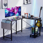 50-inch L-Shaped Gaming Desk with CPU Stand - Black