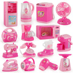 Kids Kitchen Play Simulation Home Appliances Toys Pretend Play Refrigerator Microwave Coffee Maker Kettle Hair Dryer for Childs