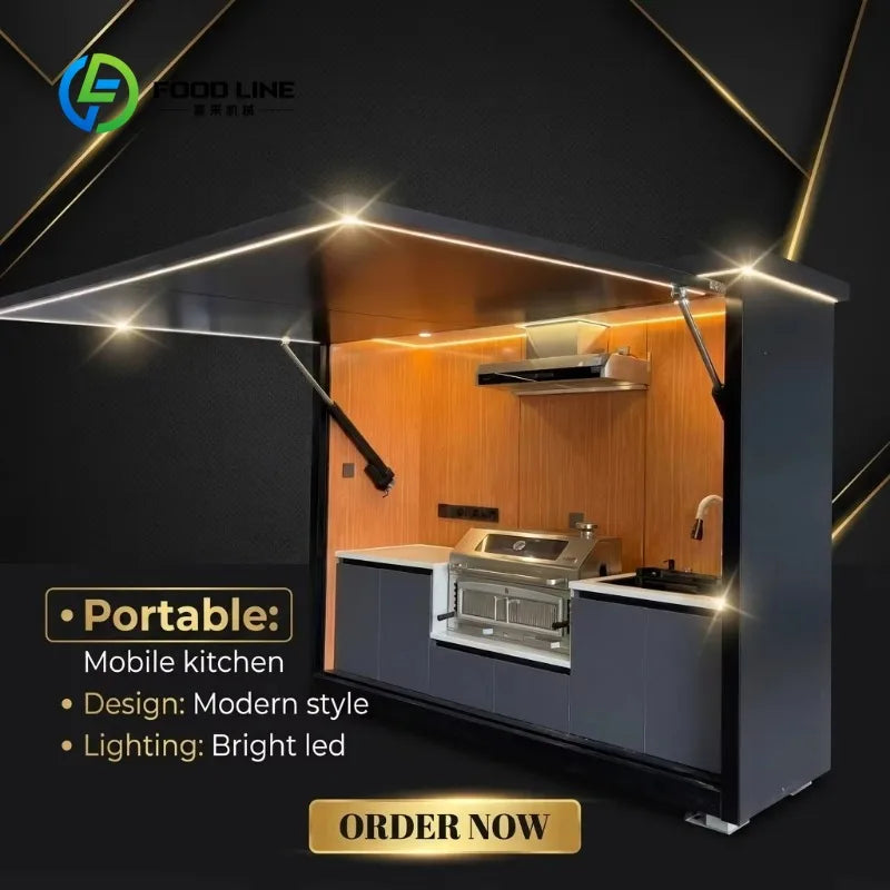Customized Prefabricated Steel Outdoor Kitchen Matched Multi Type Cookware For Budget Friendly Patio Barbecue Construction