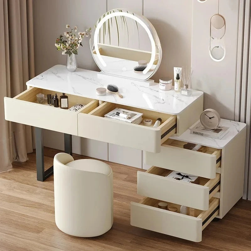 Light luxury dresser modern simple integrated small apartment storage cabinet desk retractable makeup table