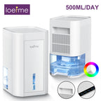 LOEFME 1L Silent Dehumidifier Portable 500ML/Day Air Dehumidifier Dryer with LED Light Area 5–20m² for Home Bedroom living Room