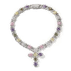 Colorful Flower Cuban Chain - Full Paved Iced Out Baguette CZ Hip Hop Necklace | AlluCanFind