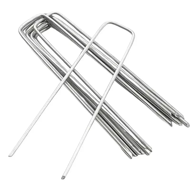 100pcs Landscape Staples, U-Shaped Garden Pins Garden Stakes Staples, Heavy Duty Yard Lawn Tent Stakes Securing Pegs For Weed Ba