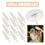 6-120Pcs 33inch Paper Umbrellas for Wedding Guest White Paper Parasol Umbrellas for Guests Wedding Photography Props with Fans