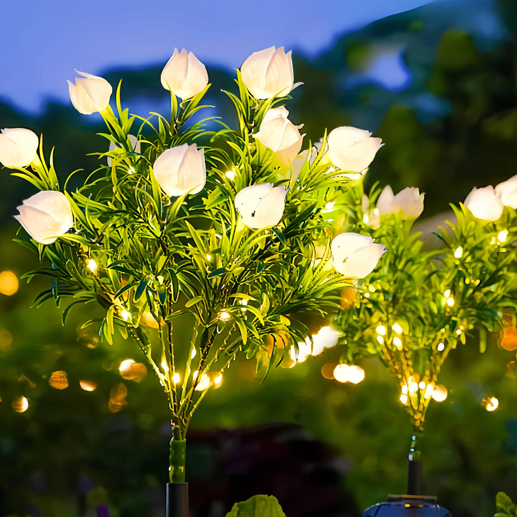 1/2/3/4pc 11-Flower Solar LED Gardenia Lights Outdoor Garden Decor Automatic Light Sensor for Patio Lawn Yard Solar Garden Light