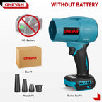 ONEVAN Brushless Electric Turbo Blower Jet Fan 3500W 300000RPM Nozzle Leaf Blower Dust Blowing Tool For Makita 18V Battery Pin