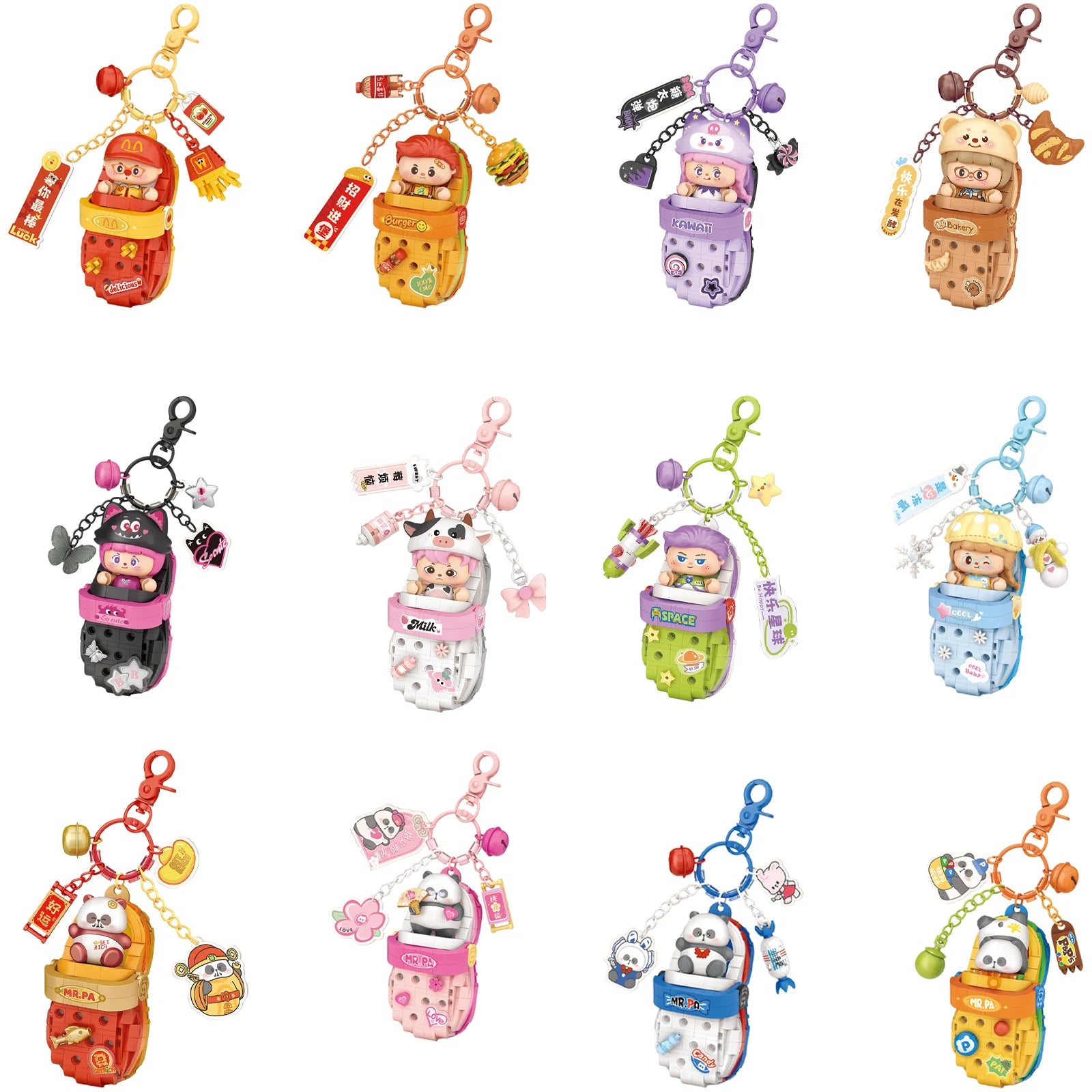 LOZ Panda Big Head Shoes Keychain Model Assembly Toy Home Creative Ornament Building Blocks Set Boys and Girls Birthday Gift