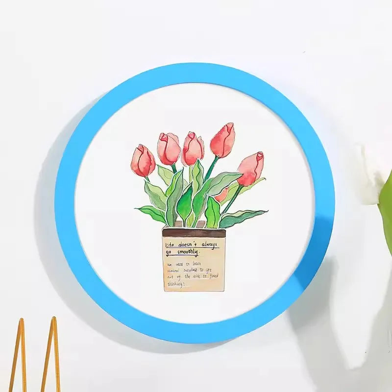 Simple circular photo frame 6 inches, 7, 8, 10, 12 inches, hanging wall picture frame, without painting core