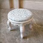 European Fabric Pouf,Modern Round Tea Table Stool, High-Quality Manicure Seat, Living Room Sofa Side Ottoman, Versatile Seating.