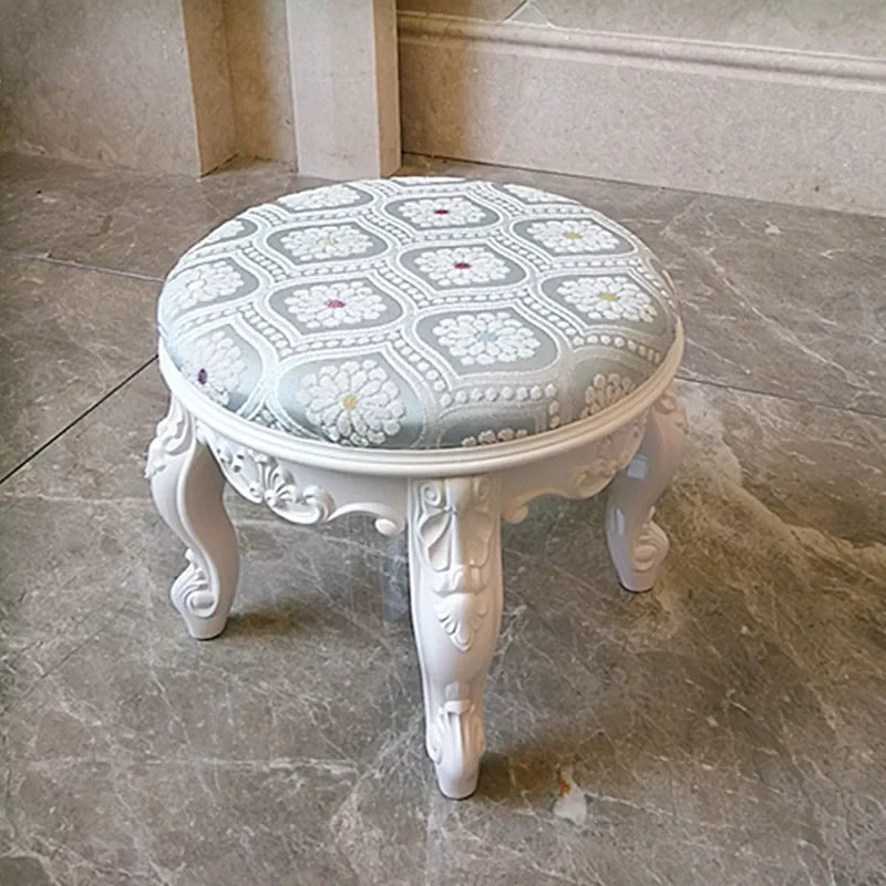 European Fabric Pouf,Modern Round Tea Table Stool, High-Quality Manicure Seat, Living Room Sofa Side Ottoman, Versatile Seating.